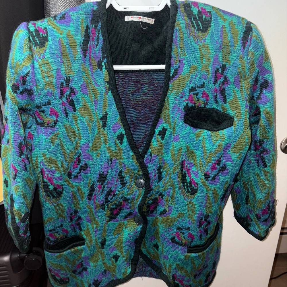 Saint Laurent Rive Gauche Multicolor Patterned knit Blazer